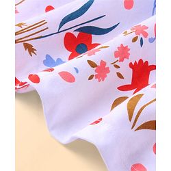 Babyhug Single Jersey Knit Half Sleeves Frill Detailing Floral Printed Frock with Bloomer - Light Blue