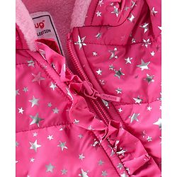 Babyhug Full Sleeves Hoodie Stars Printed - Pink