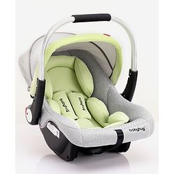 Babyhug Onyx Elite Car Seat cum Carry Cot with Rocking Base and aluminium handle - Grey & Green