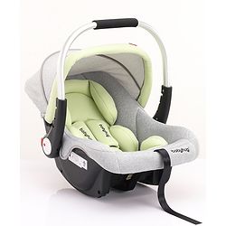 Babyhug Onyx Elite Car Seat cum Carry Cot with Rocking Base and aluminium handle - Grey & Green