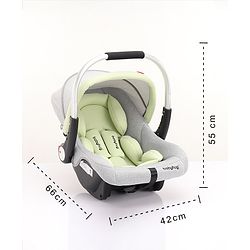 Babyhug Onyx Elite Car Seat cum Carry Cot with Rocking Base and aluminium handle - Grey & Green