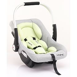 Babyhug Onyx Elite Car Seat cum Carry Cot with Rocking Base and aluminium handle - Grey & Green