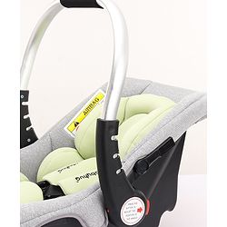 Babyhug Onyx Elite Car Seat cum Carry Cot with Rocking Base and aluminium handle - Grey & Green