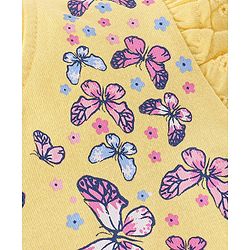 Babyhug Cotton Knit Half Sleeves T-Shirt with Frill Detailing & Headband Floral Print - Yellow
