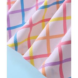 Babyhug 100% Cotton Half Sleeves Frock With Checkered Print - Pink