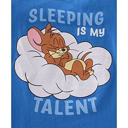 Tom And Jerry By Babyhug Cotton Single Jersey Knit Full Sleeves Night Suit Jerry Print - Blue