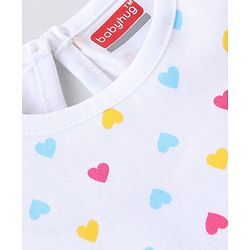 Babyhug 100% Cotton Knit Half Sleeves T-Shirt with Heart Graphics - White