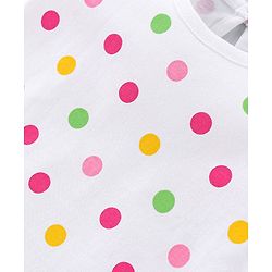 Babyhug 100% Cotton Knit Half Sleeves Top With Polka Dot Graphics - White