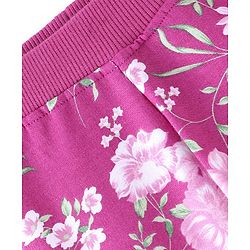 Babyhug Cotton Looper Knit Full Length Lounge Pant Floral Print - Purple
