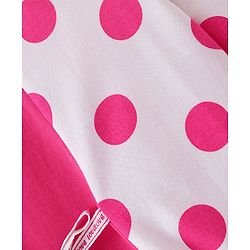Babyhug Cotton Knit Full Sleeves Polka Dots Printed Frock with Cut & Sew Design - Pink & White