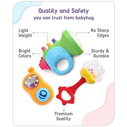 Babyhug Rattles Gift Set Pack of 3 |Easy to Grip|Gifting Toy| Child Safe Material| BIS Certified|  3 Months+