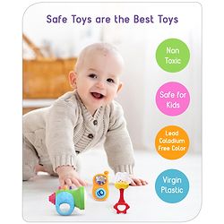 Babyhug Rattles Gift Set Pack of 3 |Easy to Grip|Gifting Toy| Child Safe Material| BIS Certified|  3 Months+