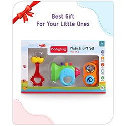 Babyhug Rattles Gift Set Pack of 3 |Easy to Grip|Gifting Toy| Child Safe Material| BIS Certified|  3 Months+
