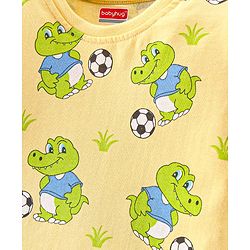 Babyhug Cotton Single Jersey Knit Full Sleeves Night Suit Croc Print - Yellow