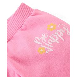 Babyhug Cotton Full Length Lounge Pants with Floral Print & Bow Applique Pack of 3 - Pink Yellow & Blue