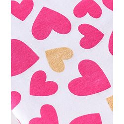 Babyhug 100% Cotton Knit Sleeveless Onesie With Heart Print - White & Pink