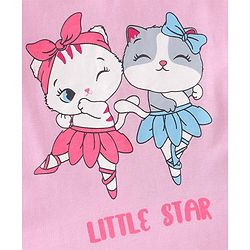 Babyhug Cotton Knit Frill Sleeves Kitty Print T-Shirts Pack of 3 - Red Pink & White
