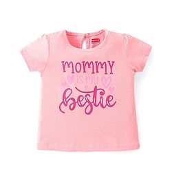 Babyhug 100% Cotton Half Sleeves T-Shirt With Heart Graphics - Pink