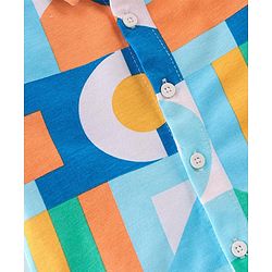 Babyhug 100% Cotton Knit Half Sleeve Regular Collar Shirt Abstract Print - Multicolour