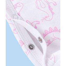 Babyhug Interlock Full Sleeves Sleepsuit Dino & Polka Dots Printed - Pink
