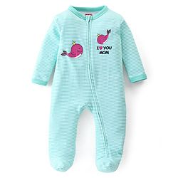 Babyhug Interlock Cotton Knit Full Sleeves Dolphin Patch Sleep Suit- Yellow