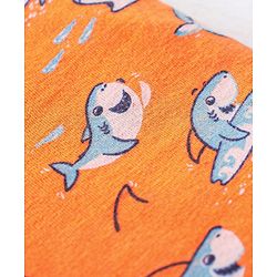 Babyhug 100 % Cotton Antibacterial Sleeveless Striped & Shark Printed Sando Pack of 5 - Blue & Orange