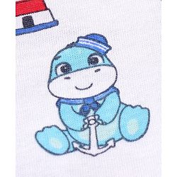 Babyhug 100% Cotton Antibacterial Sando With Dino Print Set Of 3 - White Blue & Red