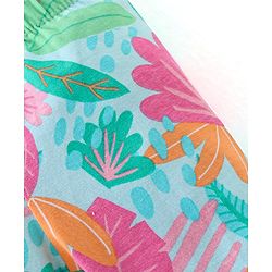 Babyhug Cotton Lycra Full Length Leggings Leaves Printed - Pink & Blue