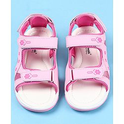 Cute Walk by Babyhug Velcro Closure Sandals with Floral Print - Pink