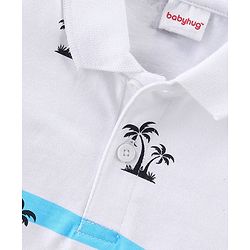 Babyhug Cotton Half Sleeves Polo T-Shirt with Tropical Print - White