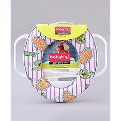 Babyhug Soft Cushioned Baby Potty Seat Birds & Rabbit Print - White & Pink