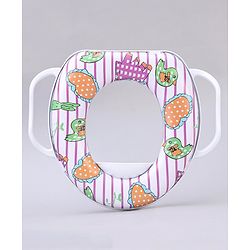 Babyhug Soft Cushioned Baby Potty Seat Birds & Rabbit Print - White & Pink