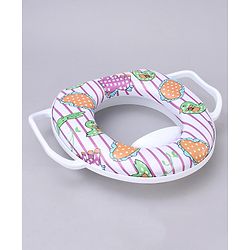 Babyhug Soft Cushioned Baby Potty Seat Birds & Rabbit Print - White & Pink