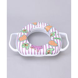 Babyhug Soft Cushioned Baby Potty Seat Birds & Rabbit Print - White & Pink