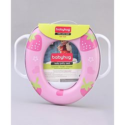 Babyhug Soft Potty Seat With Handle Strawberry Print - White & Pink