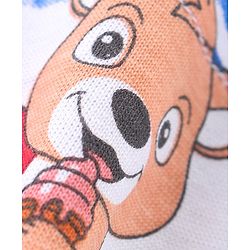 Babyhug 100% Cotton Knit Single Jersey Sleeveless T-Shirt & Shorts With Teddy Print - White Blue & Red