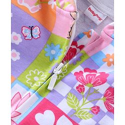 Babyhug Cotton Knit Full Sleeves Front Open Sweatjacket with Hood Animal & Floral Print- Multicolour