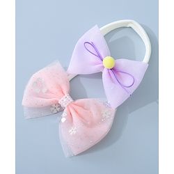 Babyhug Headbands Set with Bow Applique Free Size Pack of 2 - Pink & Purple