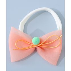Babyhug Headbands Set with Bow Applique Free Size Pack of 2 - Light Pink & Orange