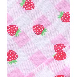 Babyhug 100% Cotton Knit Cap Mittens & Booties With Strawberry Print Pink - Diameter 11.5 cm