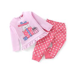 Babyhug Cotton Knit Full Sleeves Kitty Printed Night Suit - Pink