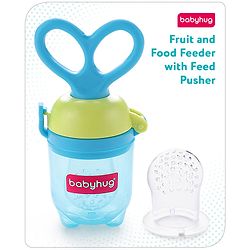Babyhug Fruit & Food Feeder with Feed Pusher- Blue