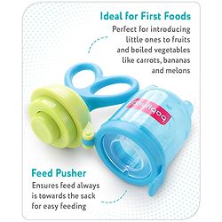 Babyhug Fruit & Food Feeder with Feed Pusher- Blue