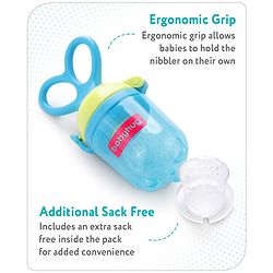 Babyhug Fruit & Food Feeder with Feed Pusher- Blue