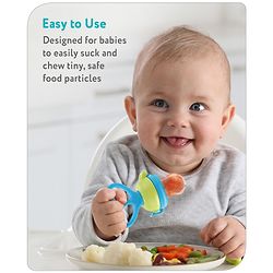 Babyhug Fruit & Food Feeder with Feed Pusher- Blue