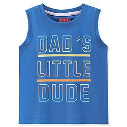 Babyhug 100% Cotton Sleeveless T-Shirt Text Print - Blue