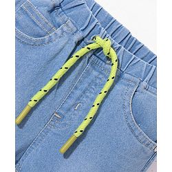 Babyhug Denim Full Length With Stretch Joggers - Light Blue