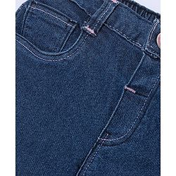 Babyhug Denim Washed Stretchable Capris - Dark Blue