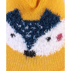 Cute Walk by Babyhug Solid Color Socks Shoe with Fox Design - Yellow