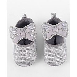 Cute Walk by Babyhug Booties Bow Applique - Silver